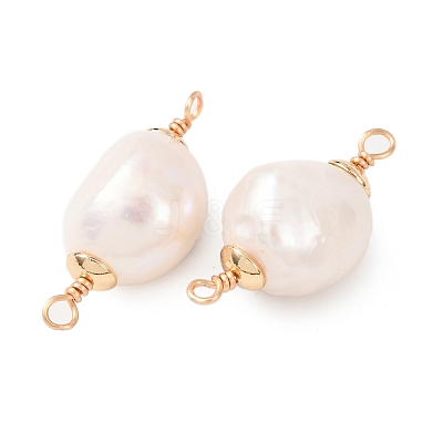 Natural Pearl Rice Connector Charms KK-Z152-01G-03-1