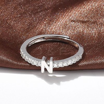 S925 Sterling Silver Adjustable Letter Rings for Women RJEW-M068-01P-N-1