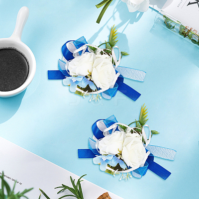 2Pcs Silk Cloth Wrist Corsage AJEW-CP0009-44-1