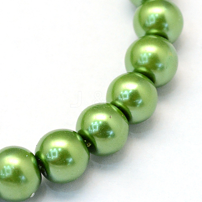 Baking Paint Pearlized Glass Pearl Round Bead Strands X-HY-Q003-6mm-13-1