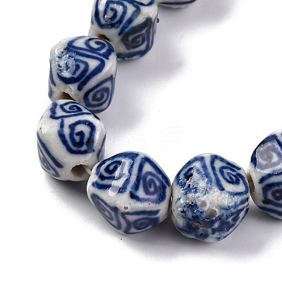 Handmade Blue and White Porcelain Beads Strands PORC-I027-07-1
