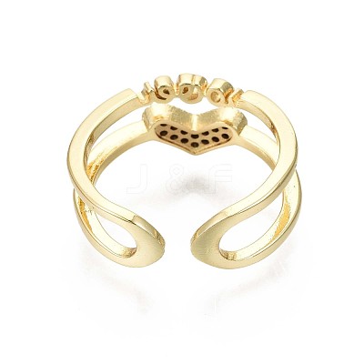 Brass Micro Pave Clear Cubic Zirconia Cuff Rings RJEW-S044-097-NF-1