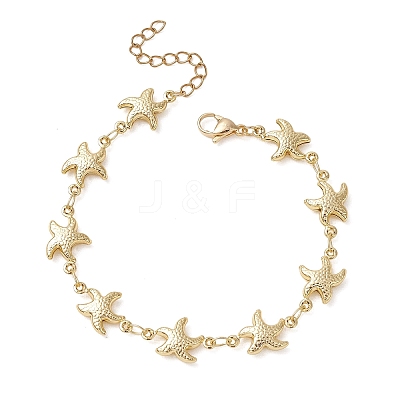 304 Stainless Steel Starfish Link Chains Bracelets for Women BJEW-JB13429-1