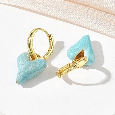 Brass Enamel Dangle Hoop Earrings for Women KK-CBA760A-06G-03-1