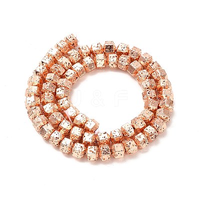 Electroplated Natural Lava Rock Beads Strands G-G984-05RG-1