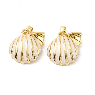 Brass Enamel Pearl Pendants KK-G533-16G-01-1