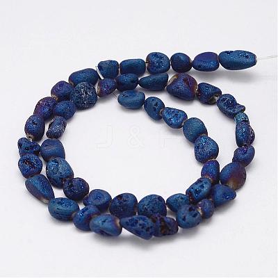 Electroplated Natural Druzy Geode Crystal Bead Strands G-G941-01-1