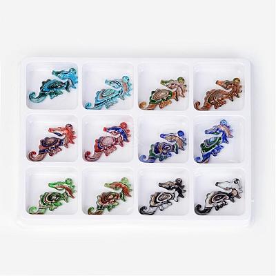Handmade Silver Foil Lampwork Big Pendants FOIL-S119-B-1
