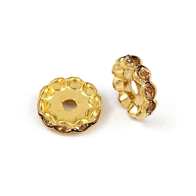 Brass Rhinestone Spacer Beads RB-A014-L12mm-14G-1