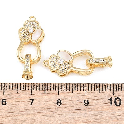 Brass Micro Pave Clear Cubic Zirconia Fold Oval Clasp KK-CBABC34-04G-1