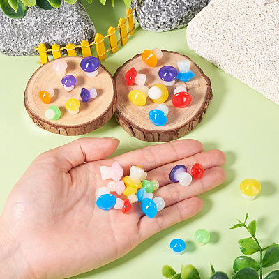 30Pcs 2 Styles Luminous Resin Mushroom Ornament RESI-TA0004-04B-1