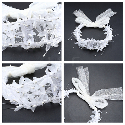 Alloy with Plastic Imitation Pearl Mesh Headpiece Cap AJEW-WH20054-127-1