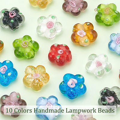 20Pcs 10 Colors Handmade Lampwork Beads LAMP-PH0001-15-1