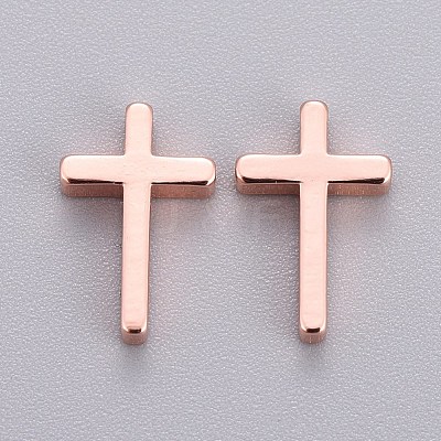 Brass Tiny Cross Charms KK-L189-05RG-1