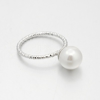 Brass Acrylic Pearl Finger Rings for Wedding Jewelry LS-RJEW-J061-P-1