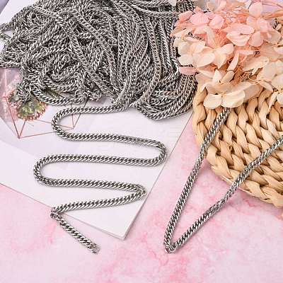 Tarnish Resistant Men's Jewelry Making 304 Stainless Steel Double Link Curb Chains CHS-A003C-0.8mm-1