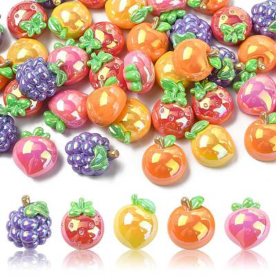 40Pcs 5 Styles UV Plating Opaque Resin Cabochons RESI-CJ0005-13-1