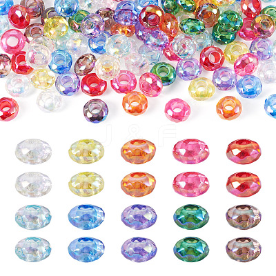 100Pcs UV Plating Transparent Acrylic European Beads OACR-TA0004-92-1
