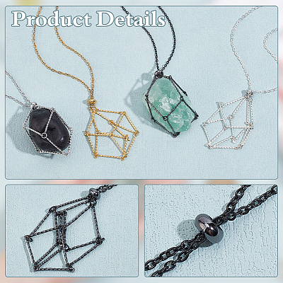 4Pcs 4 Colors 304 Stainless Steel Macrame Pouch Necklace Making NJEW-PH01541-1