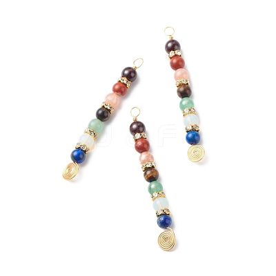 7 Chakra Mixed Gemstone Copper Wire Wrapped Big Pendants PALLOY-JF01899-01-1