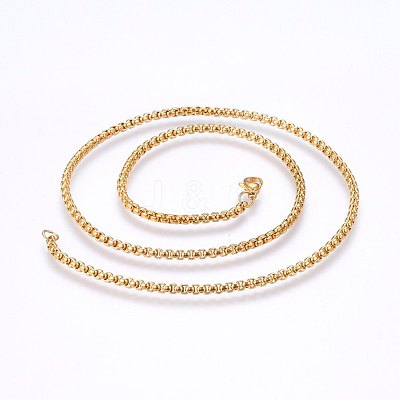 304 Stainless Steel Box Chain Necklaces NJEW-F227-09G-12-1