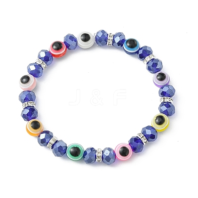 Resin & Glass & Brass Grade A Crystal Rhinestone Beaded Stretch Bracelets for Women BJEW-JB13813-1