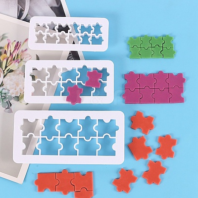 3 Sizes Puzzle Food Grade Plastic Cookie Cutters Sets X-DIY-L057-11-1