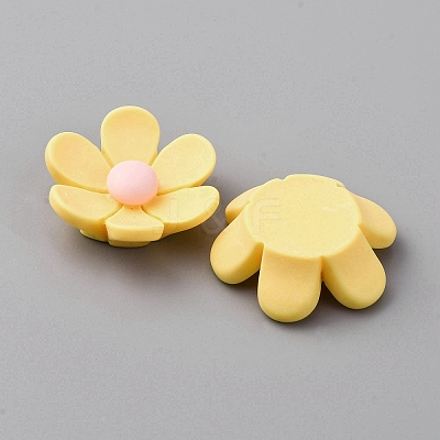 Opaque Resin Flower Cabochons CRES-WH0010-053A-03-1