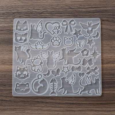 Cat Shape Theme DIY Pendant Silicone Molds DIY-F161-01B-1