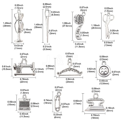 50Pcs 10 Style Tibetan Style Zinc Alloy Pendants FIND-CJ0001-18-1