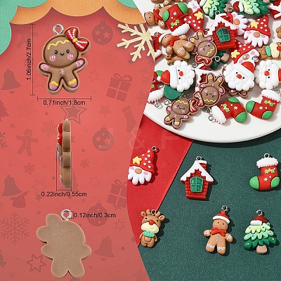 40Pcs 8 Styles Christmas Opaque Resin Pendants RESI-YW0005-54-1