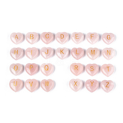 26Pcs 26 Styles Natural Rose Quartz Heart Beads G-T144-A03-1