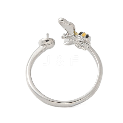 Bees Brass Enamel Cuff Ring Settings KK-K297-04P-1