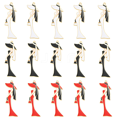15Pcs 3 Colors Alloy Enamel Big Pendants ENAM-YW0008-92-1