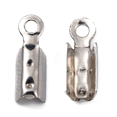 Tarnish Resistant 201 Stainless Steel Fold Over Crimp Cord Ends X-STAS-R055-08-1