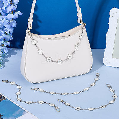 4Pcs Flower Alloy Enamel Alloy Bag Decorative Chains PURS-PH0001-30-1