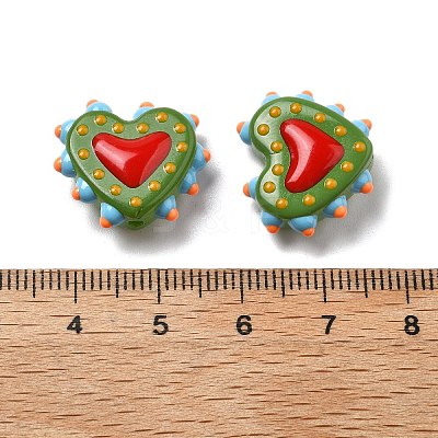 Baking Paint Glass Bumpy Beads Heart X-LAMP-V001-07E-1