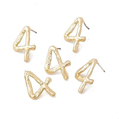 Brass Number Stud Earrings with 925 Sterling Silver Pins for Women LS-EJEW-A077-01D-1