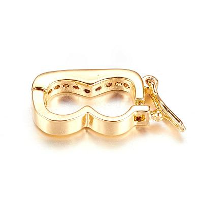 Brass Micro Pave Cubic Zirconia Twister Clasps ZIRC-P062-07G-1
