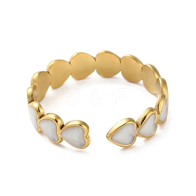 Real 18K Gold Plated 304 Stainless Steel Enamel Cuff Rings LS-RJEW-M171-14G-01-1