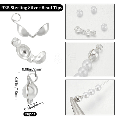 20Pcs 925 Sterling Silver Bead Tips STER-BBC0007-85-1