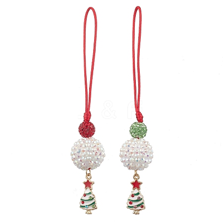 Christmas Tree Alloy Enamel with Rhinestone Pendant Decorations HJEW-JM02097-1