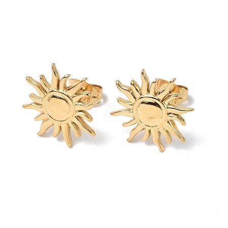 Ion Plating(IP) 304 Stainless Steel Sun Stud Earrings for Women EJEW-F300-10G-1