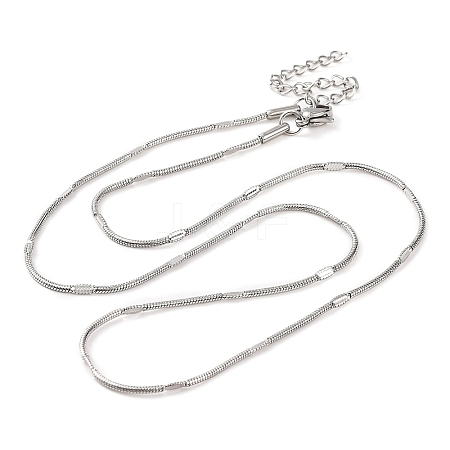 Non-Tarnish 304 Stainless Steel Round Snake Chain Necklaces for Women NJEW-G140-11P-1