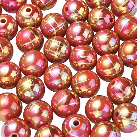 UV Plating Rainbow Iridescent Acrylic Beads PACR-E001-02B-1