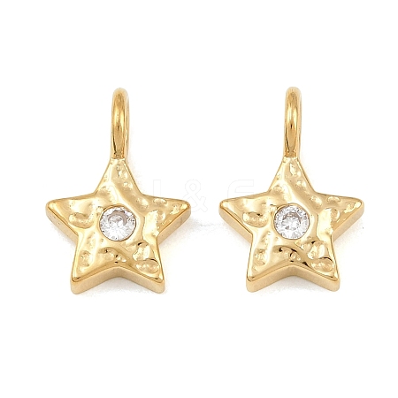 304 Stainless Steel Micro Pave Cubic Zirconia Pendants CU-CBA02E8-19G-04-1