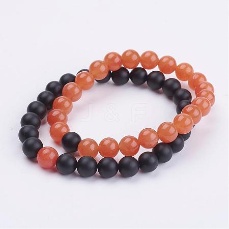 Natural Gemstone Beads Stretch Bracelets BJEW-JB02953-1