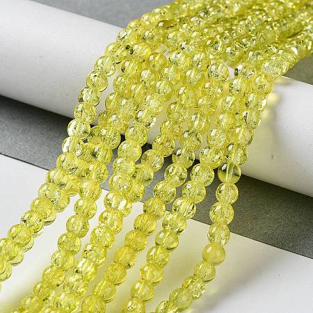 1 Strand Transparent Crackle Glass Round Beads Strands X-CCG-Q001-4mm-04-1