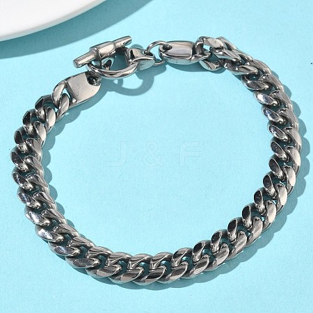 304 Stainless Steel Cuban Link Chain Bracelets for Women BJEW-G779-03P-1