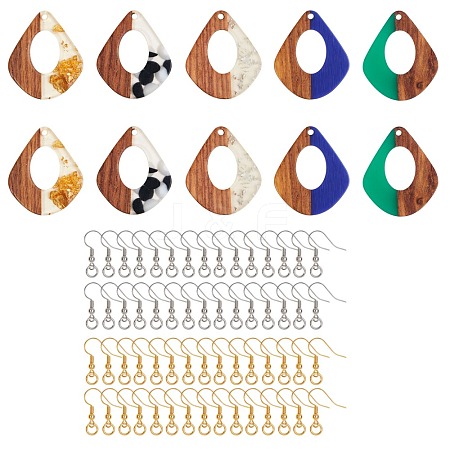 DIY 5 Pairs Resin & Walnut Wood Earrings Making Kits DIY-SZ0001-74-1